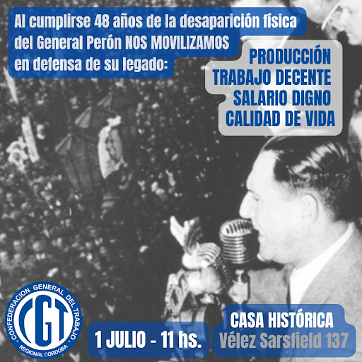 Conmemorar a Perón es restituir los derechos de los trabajadores y trabajadoras