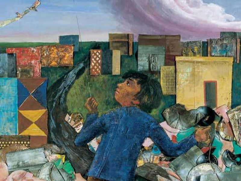 "Juanito Laguna remonta un barrilete". Obra de Antonio Berni.