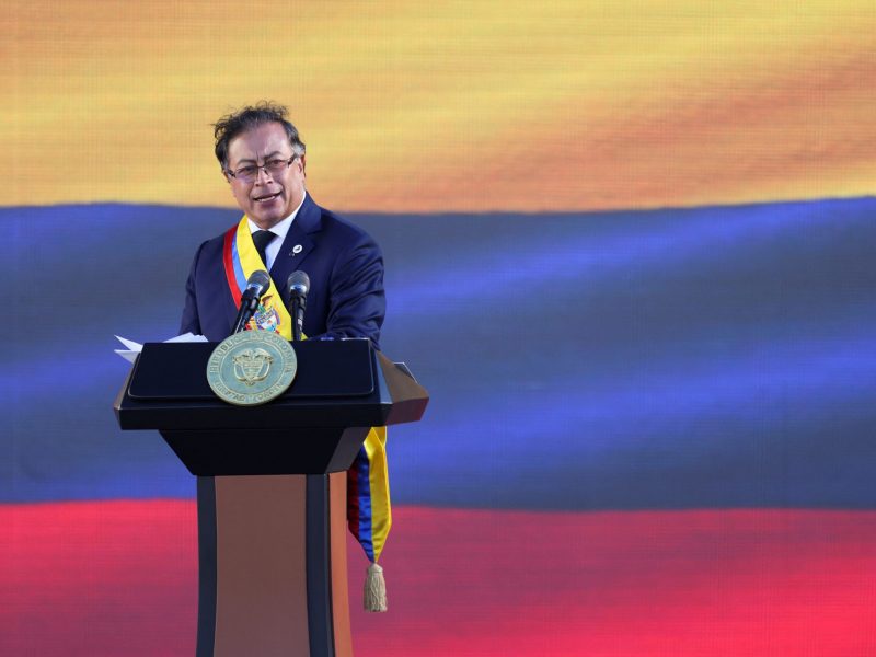 Gustavo Petro speaks after his swearing-in ceremony at Plaza Bolivar, in Bogota, Colombia August 7, 2022. REUTERS/Luisa Gonzalez